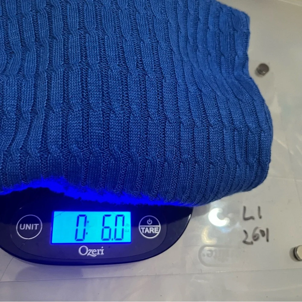 J. Crew 100% Linen Cable Open Knit Sweater XXS Royal Blue Lightweight Preppy